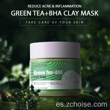 mascarilla de barro de arcilla de cara de parada de acné de té verde